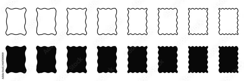 Obraz premium Wavy edge shapes frame box on black. Wavy edge rectangular frame box. Vector illustration. 