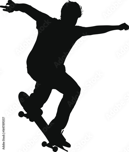 Men skate boarding with cool style silhouette
