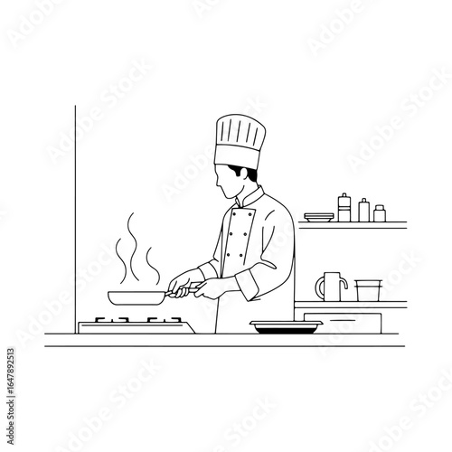 An image perfect for cooking and culinary themes. This image of a chef is especially suitable for creating recipe books, blog posts, food-related advertisements, and restaurant logos.