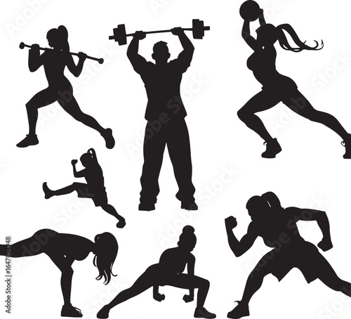 Gym silhouettes vector art illustration