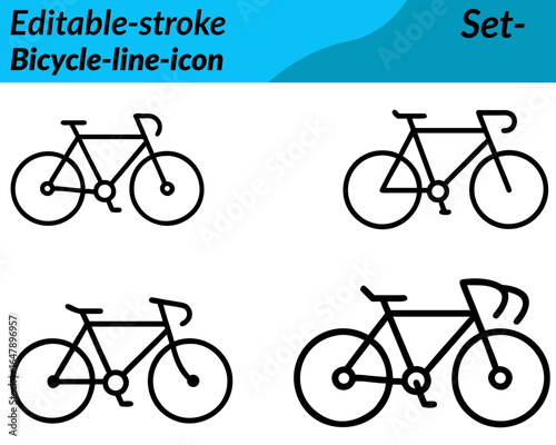 Bicycle icon featuring a simple, clean outline of a two-wheeled cycle with pedals handlebars and frame symbolizing eco-friendly transport and healthy lifestyle. Designed in a minimal yet modern style.