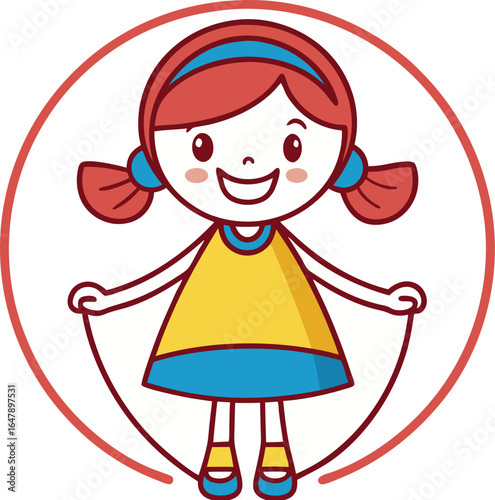 Girl jumping rope in a circle skipping exercise
