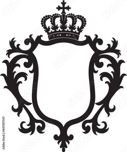 Royal Crest Emblem with Crown and Laurel"