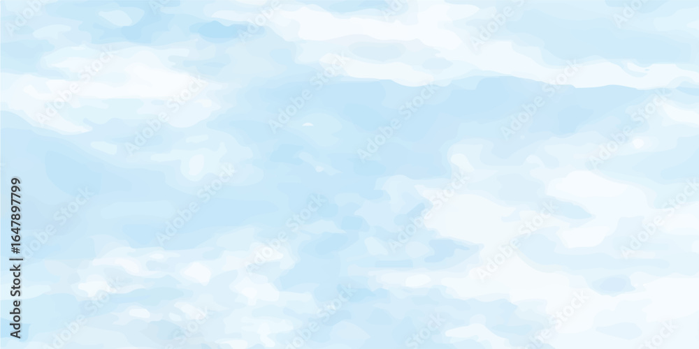 Obraz premium Clouds and sky watercolor vector hand drawn vector illustration. Abstract blue winter watercolor background. Sky pattern with snow. Light blue watercolour paper texture background.