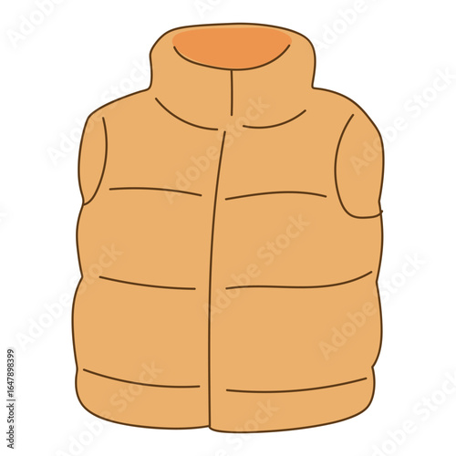 A simple illustration of a beige puffer vest with a high collar. The vest has a quilted design and no visible fastenings.