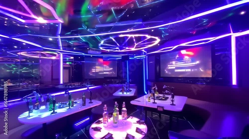 Immersive Karaoke Bar Experience with Neon Lights and Modern Design for Nightlife Fun