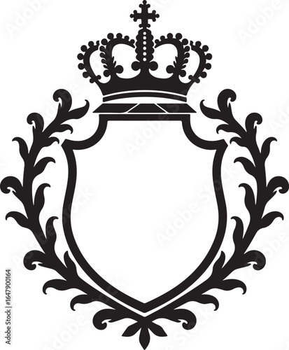 Royal Crest Emblem with Crown and Laurel"