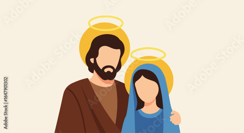 Holy Family: Joseph and Mary, Christian Nativity Scene