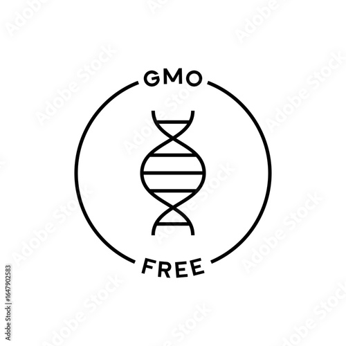 GMO Free DNA Helix Line Icon in Minimal Circle Frame