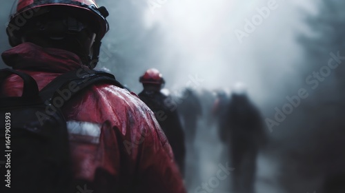 People being evacuated from a hazardous area in an emergency situation