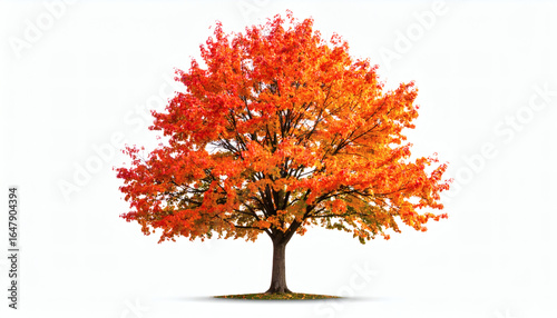 Maple Tree Isolated on White Background Deciduous Tree Autumn Foliage Nature Landscape Forestry Plant Seasonal Garden Botanical Illustration