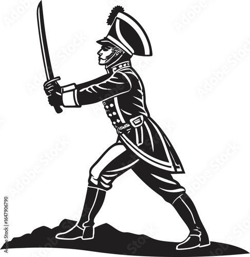 Cartoon vector illustration of a baseball player with a sword in a dynamic warrior pose