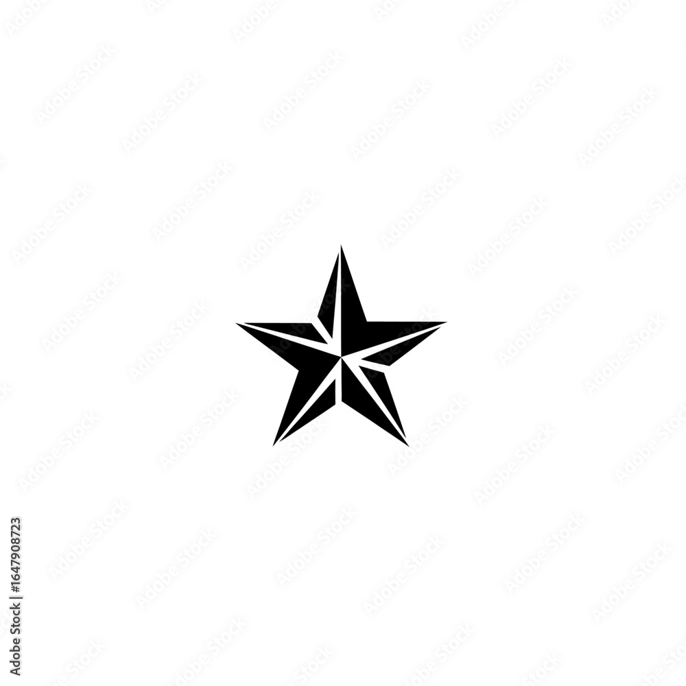Obraz premium Isolated black star with internal geometric design on a white background