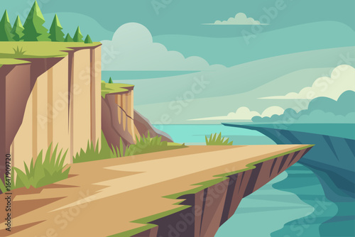 Light Color Wooden Cliff Edge In Wetl
