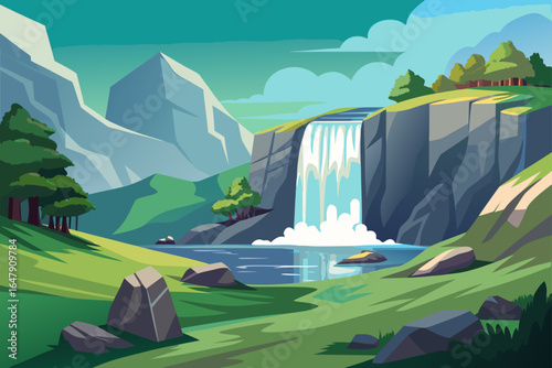 Minimal Realistic Ancient Waterfall