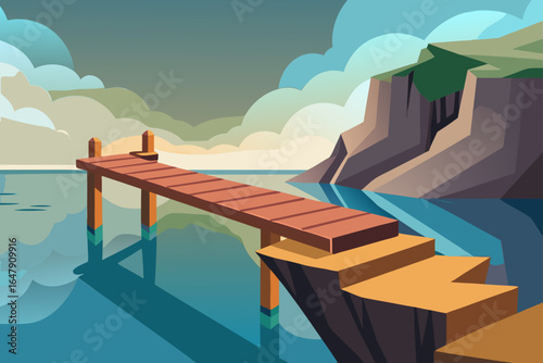 Minimal Realistic Matte Wooden Pier