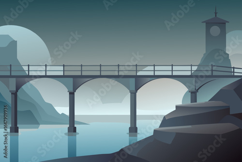 Minimal Realistic Metal Stone Bridge