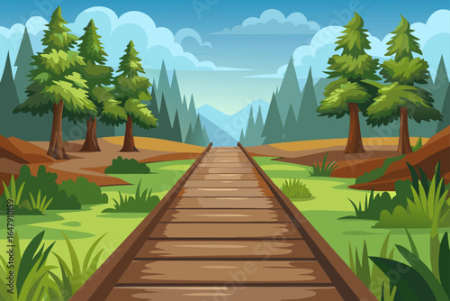 Minimal Realistic Smooth Wooden Walkw