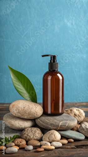 Amber Bottle & Spa Stones: Perfect Wellness Product Photography