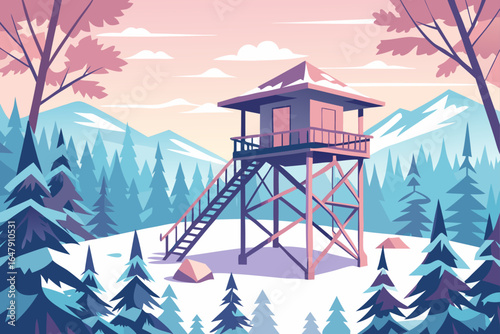 Pastel Color Monochrome Watch Tower