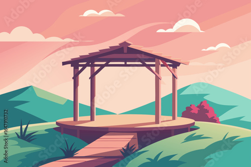 Pastel Color Rustic Wooden Pergola