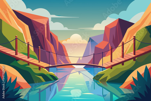 Realistic Simple Colorful Rope Bridge