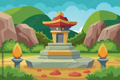 Realistic Simple Colorful Stone Altar