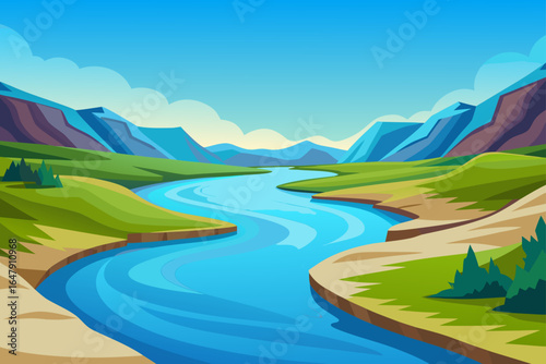 Realistic Simple Glass River Bend By