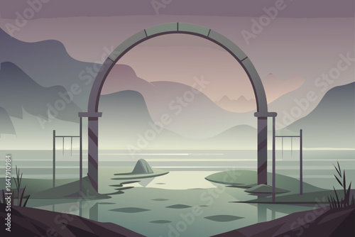 Realistic Simple Metal Archway On Isl