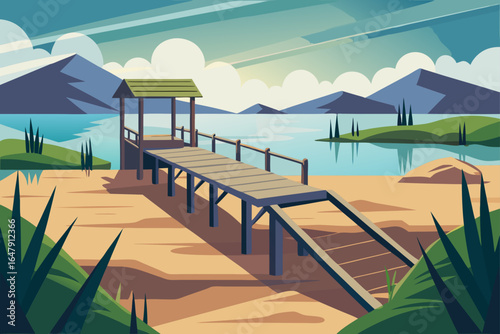 Soft Shadow Rustic Harbor Pier By Lak