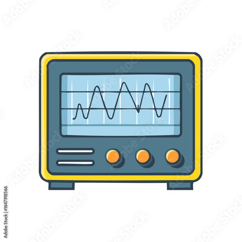 Oscilloscope Displaying a Signal Wave, Vector Illustration of Electrical Testing Equipment