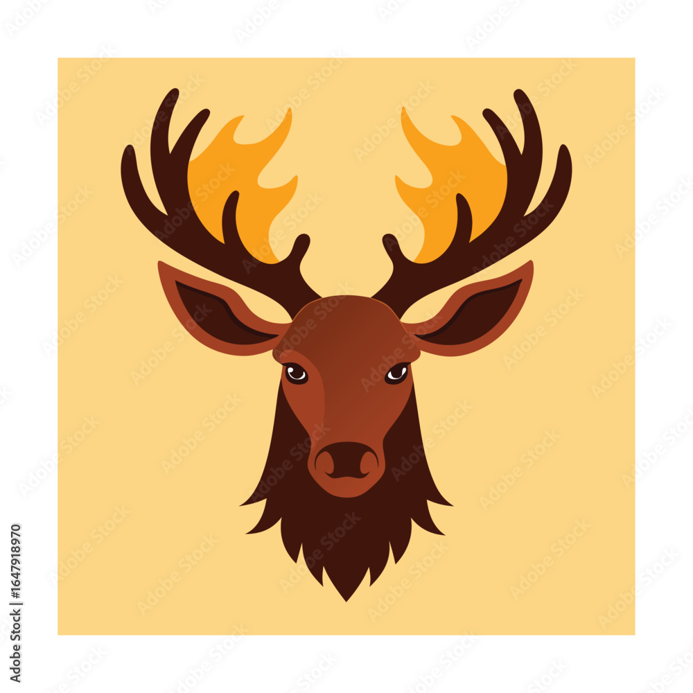 Fototapeta premium Stylized Deer Head with Antlers animal wildlife