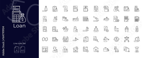 Loan Line Editable Icons set. Vector illustration in modern thin line style of Loan  icons: credit, debt, finance, etc