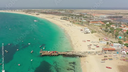 Aerial view of the beach in sal island, cape verde on a sunny day