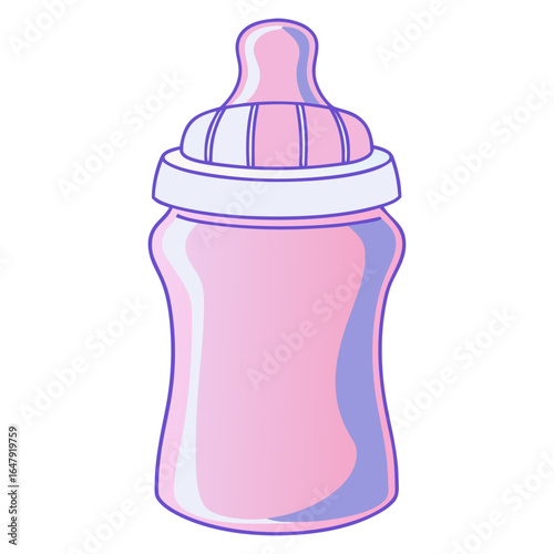Baby bottle design for feeding, vibrant and practical,  vector icon in trendy design