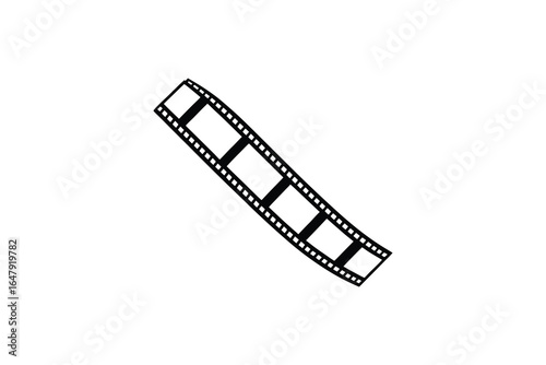 A black and white illustration of a film strip on a plain background silhouette