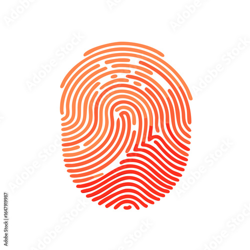 Stylized red and orange fingerprint icon with an integrated star symbol for security and identity