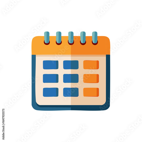 Colorful Calendar Icon with Blue and Orange Details for Planning or Scheduling