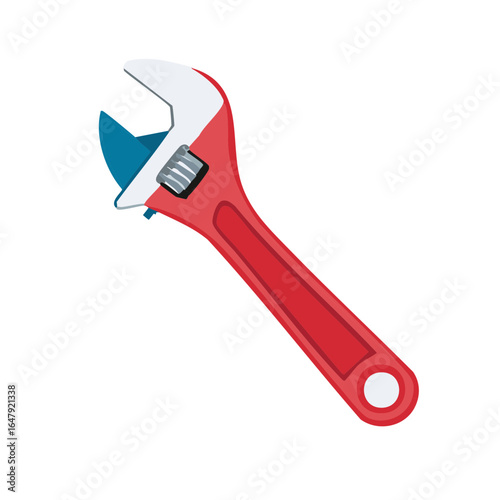 Bright red adjustable wrench an essential versatile hand tool for home improvement and professional repairs