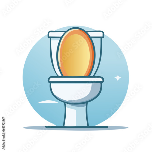 Illustration of a Clean Toilet Symbol in Front of Blue Circle