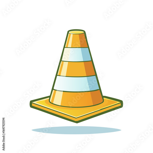 Bright orange traffic cone with reflective bands for road safety and construction warnings