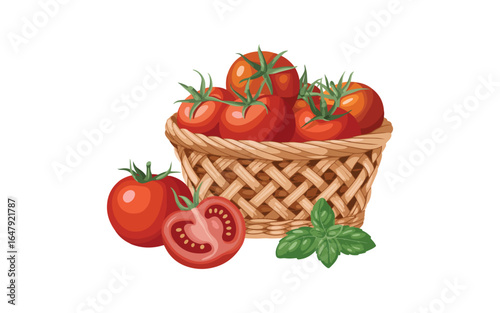 Vector illustration.Collection tomatoes on white background.
