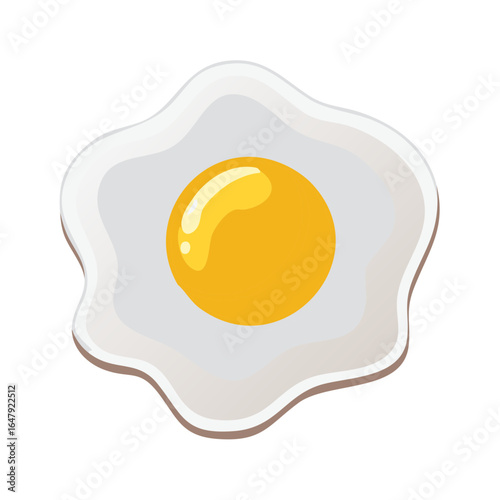 A single fried egg sunny side up with a shiny yolk vector illustration