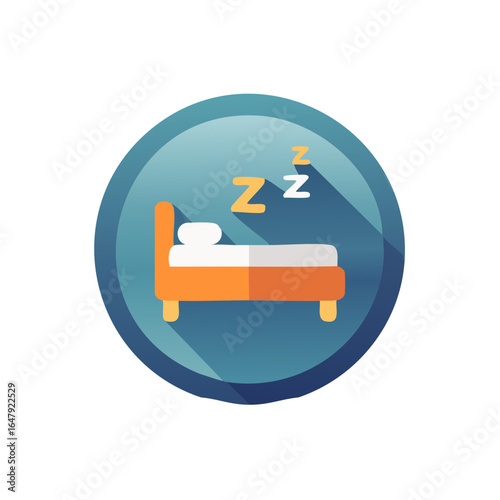 Simple flat design icon of a bed with zzz symbols indicating sleep
