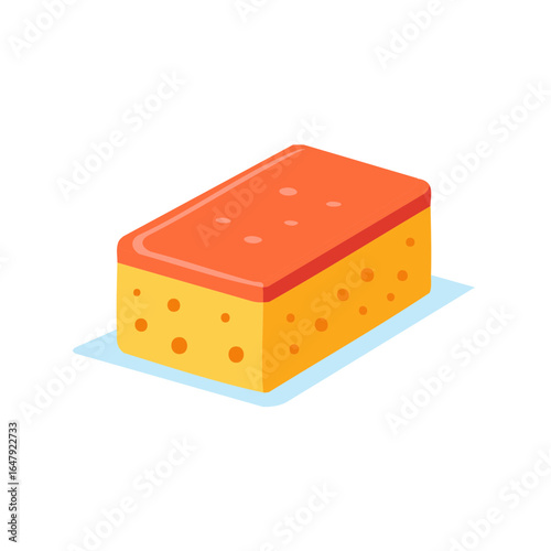 Isometric household cleaning sponge icon for kitchen tasks and washing dishes
