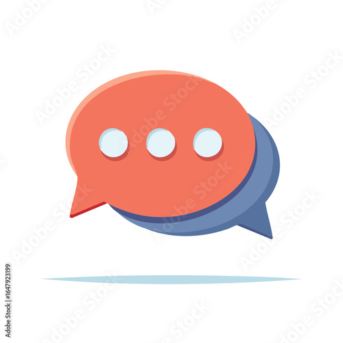 Modern flat design icon of overlapping speech bubbles with ellipsis for chat and communication