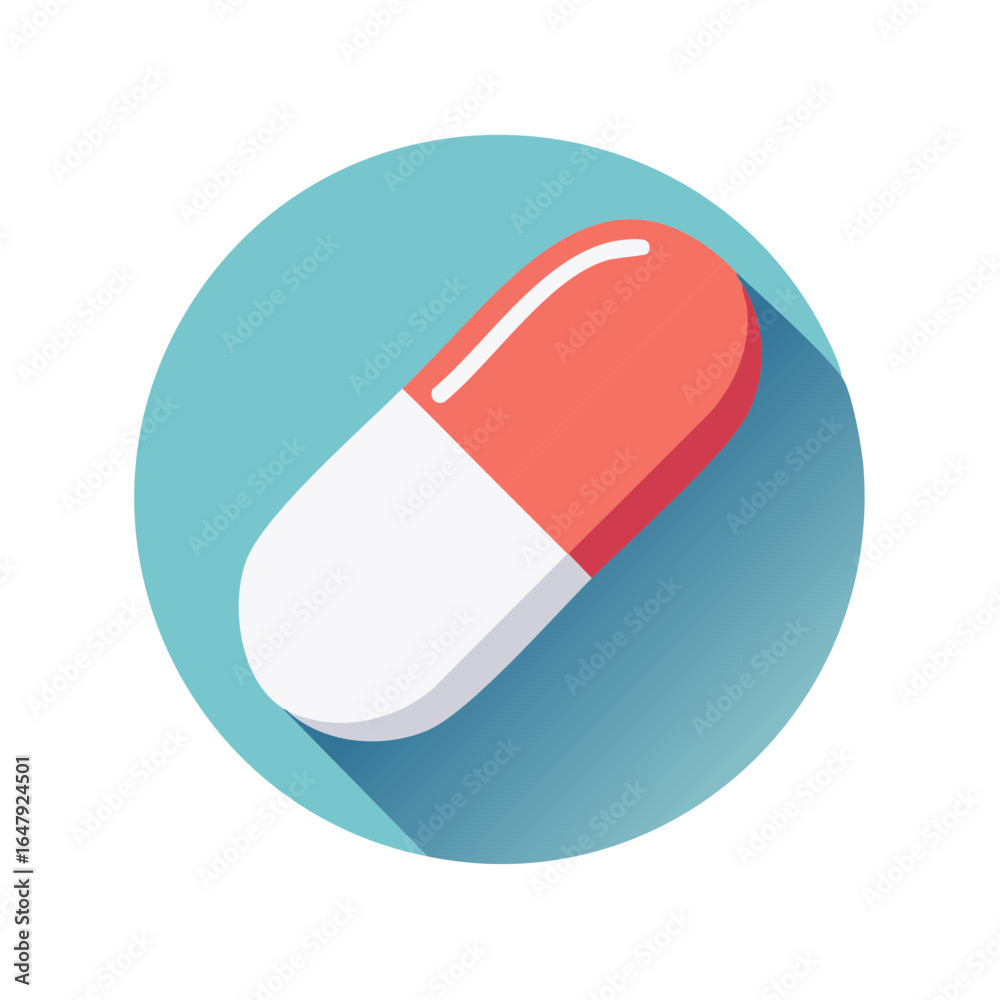 Pharmaceutical Medicine capsule icon illustration, red and white drug pill symbol, healthcare and medical treatment remedy Pharmaceutical Medicine capsule icon illustration, red and white drug pill symbol, healthcare and medical treatment remedy