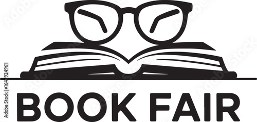 Book Fair Icon Open Book Glasses Education Event Literature Promotion Reading Design