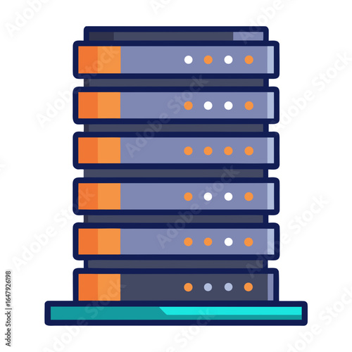 Stack of server racks isolated on white background
