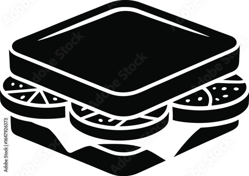 Layered sandwich with circular fillings food meal